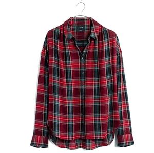 MADEWELL Central Long-Sleeve Shirt in Tartan Plaid Sz S